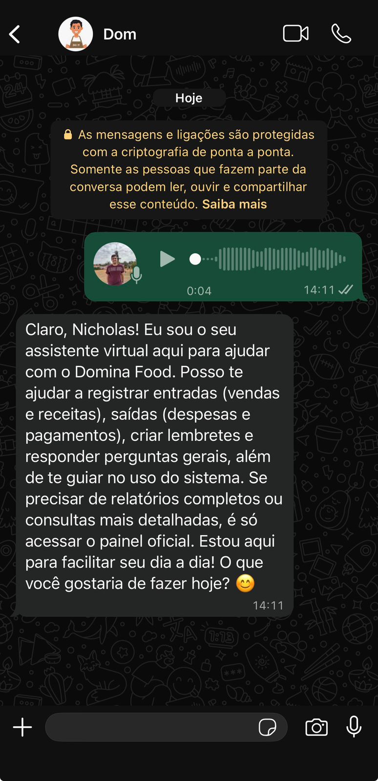 Print real do WhatsApp Dom