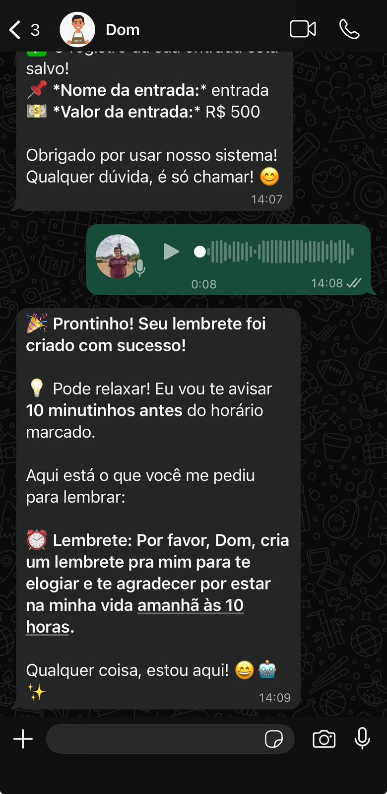 Lembretes automáticos no WhatsApp